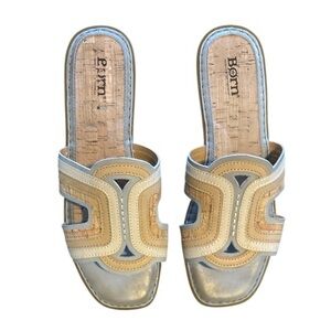 Born Hyannis Slip on Sandals in Light Blue Tan Combo Size 11